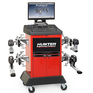 Image of a Hunter PA200 ACE wheel aligner: The Hunter PA200 ACE wheel aligner, a state-of-the-art alignment system used to accurately adjust the angles and position of vehicle wheels.